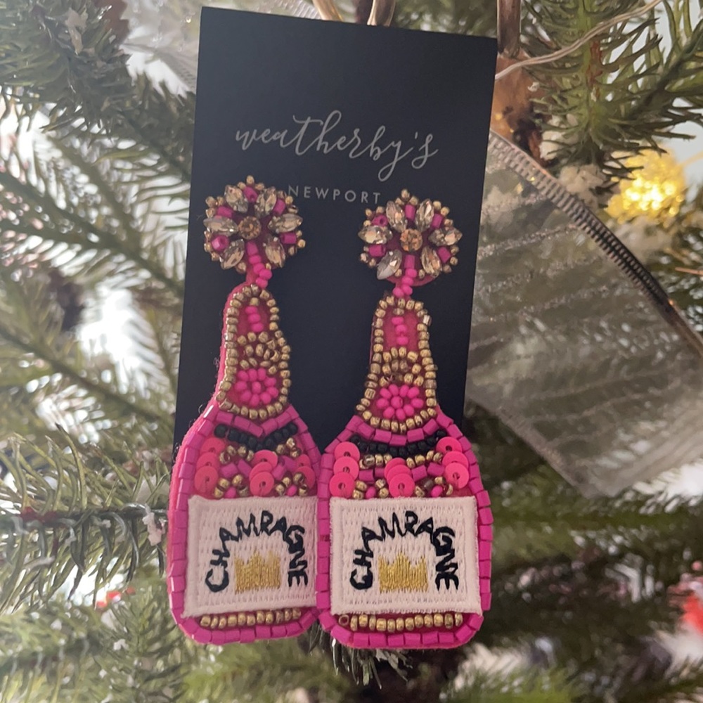 Champagne Bottle Bead Earrings - Picture 3 of 7